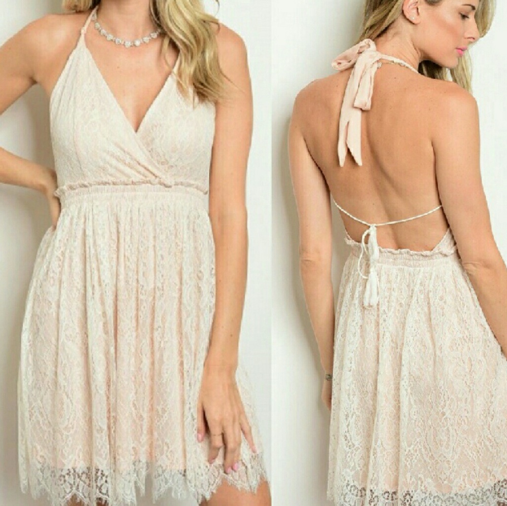 Taupe strappy Halter Dress